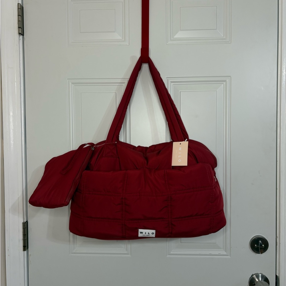 WILO The Label quilted puffer travel bag- red
